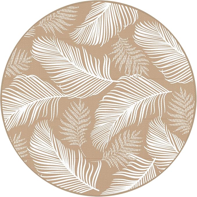 Pauwer Waterproof Outdoor Rug 8ft, Reversible Plastic Straw Patio Camping Rug, Indoor Outdoor RV Mat Carpet for Deck, Camper, Porch, Balcony, Backyard, Picnic, Leaf Brown