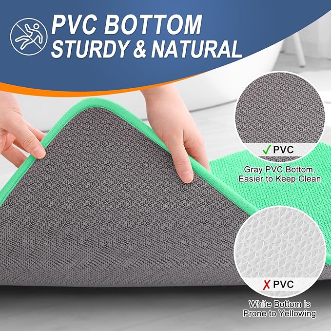 OLANLY Thick Memory Foam Bath Mat Rug 36x24, Extra Soft Absorbent Bathroom Rug, Quick Dry Bath Mats, Non-Slip, Machine Washable Carpet for Bathroom, Tub and Shower, Home Decor Accessories, Mint Green