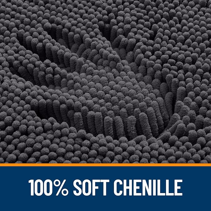 OLANLY Bathroom Rugs 59x24, Extra Soft Absorbent Chenille Bath Rugs, Rubber Backing Quick Dry, Machine Washable Bath Mats for Bathroom Floor, Tub and Shower, Home Decor Accessories, Dark Grey