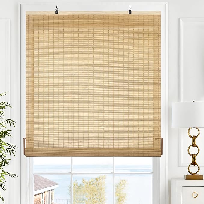 LazBlinds Cordless Bamboo Blinds, Roll Up Shades