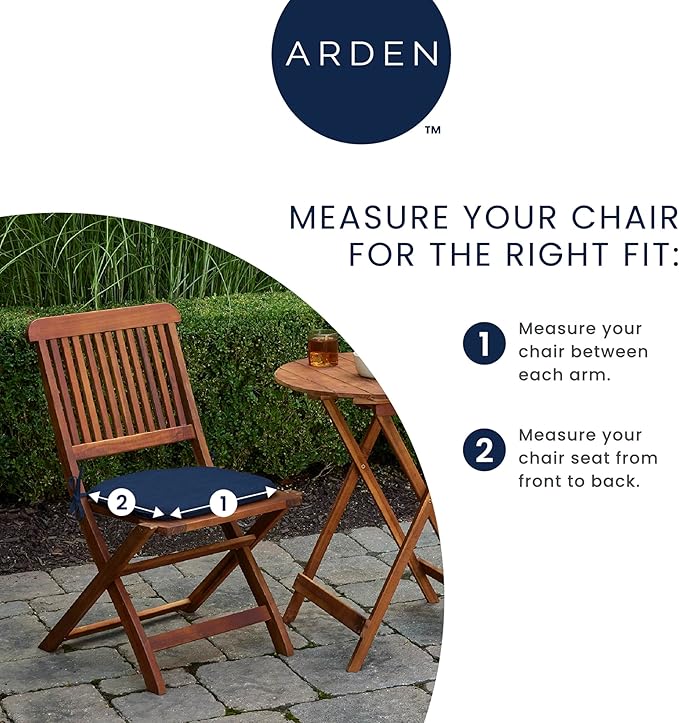 Arden Foam Outdoor Seat Cushions (2-Pack), 19 x 19, Premium High-Density Foam, Never Flattens, Weather-Proof for Outdoor Chairs Sapphire Blue Leala