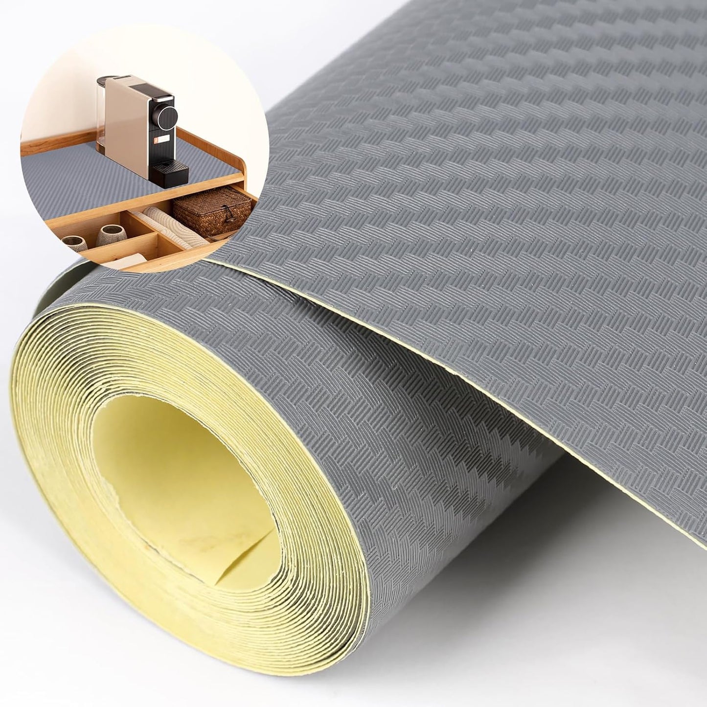 Self-Adhesive Shelf Liner Kitchen Liner, Waterproof Backed Paper Easy Peel and Stick Contact Liner Without Residue for Decor Your Desk Surface, Kitchen Countertops (Silver, 23.6 x 236.2 inches)
