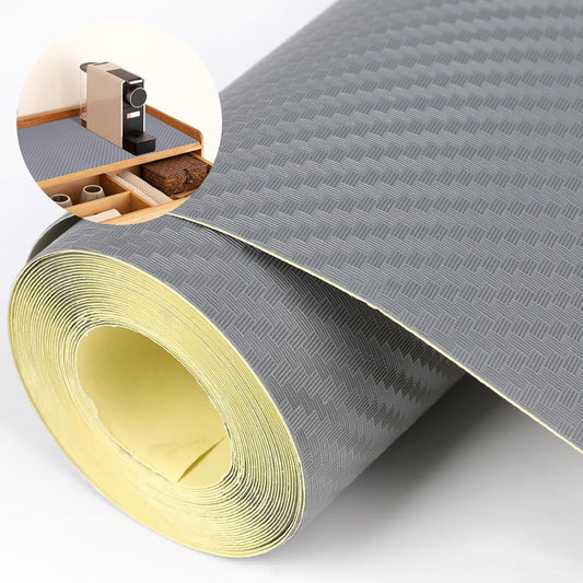 Self-Adhesive Shelf Liner Kitchen Liner, Waterproof Backed Paper Easy Peel and Stick Contact Liner Without Residue for Decor Your Desk Surface, Kitchen Countertops (Silver, 23.6 x 236.2 inches)
