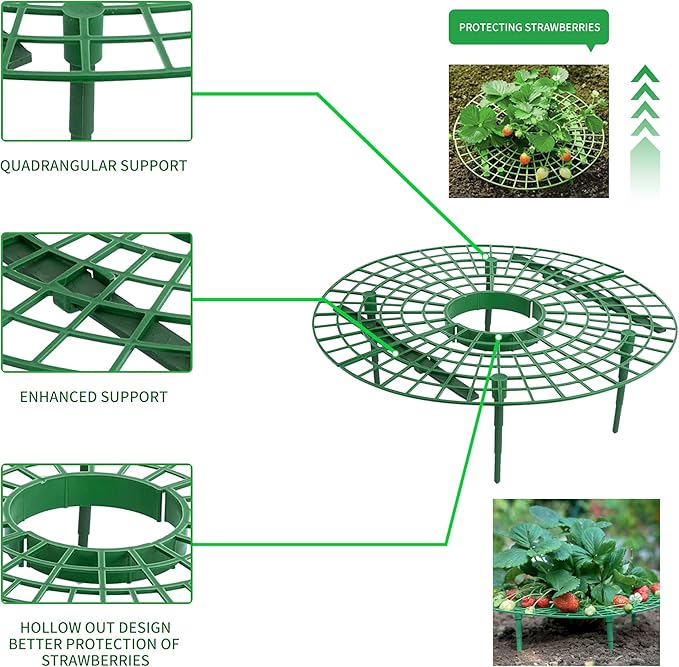 SooGree 5 Pack Strawberry Supports, Strawberry Holder Cradles for Garden, Fruit Plant Cage Plastic Tray Keep Strawberries Off Rot and Dirt