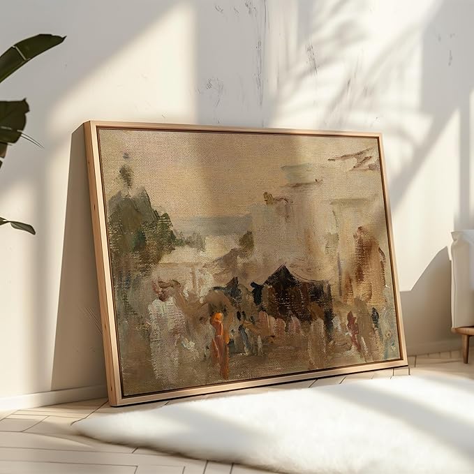 Poster Master Vintage The Bazaar Painting Poster - Retro Street in Udaipur Print - India Art - Cityscape Art - Farmhouse Art - Abstract Art - Office or Living Room Wall Decor - 8x10 UNFRAMED Wall Art