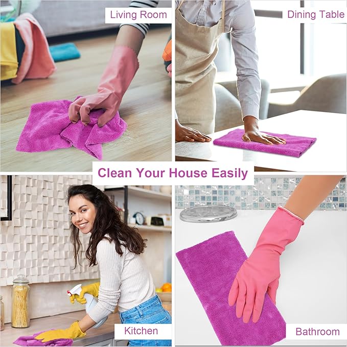 Shimeyao 30 Pcs 16 x 16 Inch Edgeless Microfiber Plush Towels for Cars Detailing Drying Wash Polishing Absorbent Cleaning Cloths, 500 GSM (Purple)