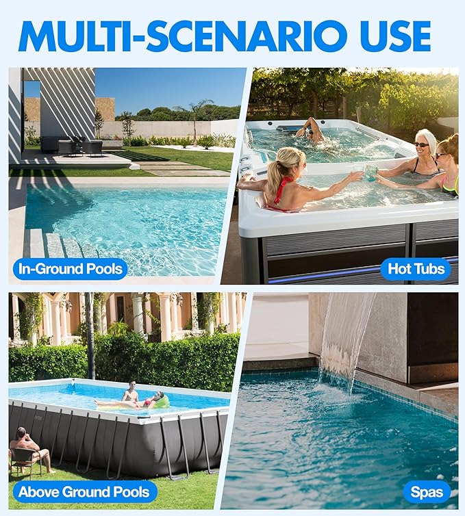 Cordless Pool Vacuum for Above Ground Pool, Magnetic Charging Handheld Pool Vacuum Cleaner, Anti-backflow Design Spa Vacuum for Hot Tub with Telescopic Pole | 18.5GPM Suction, 80-Min Runtime