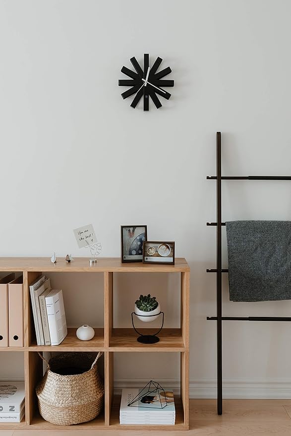 Umbra Ribbon Modern 12" Wall Clock, Silent Non Ticking Battery Operated Quartz