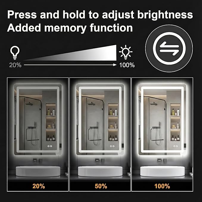 AMOISE LED Bathroom Vanity Mirror