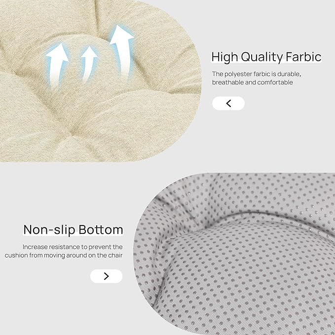Love's cabin Memory Foam Chair Cushions Set of 4, 19"x19"x3.5" Indoor & Outdoor Seat Pads for Dining, Kitchen, Office, Patio Chairs - Beige
