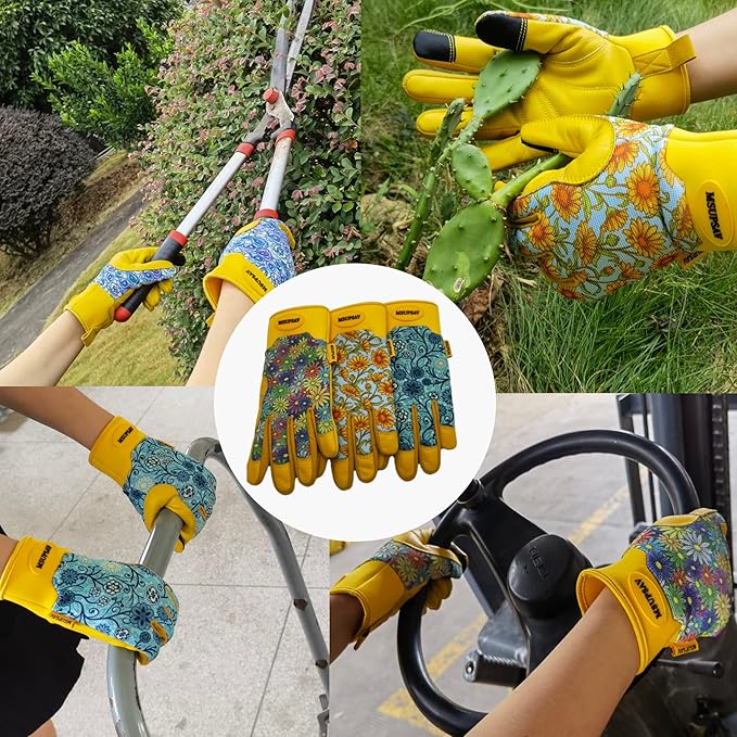 Thorn Proof&Puncture Resistant Gardening Gloves with Grip,Garden Gloves for Women, Leather Work Gloves,Gifts