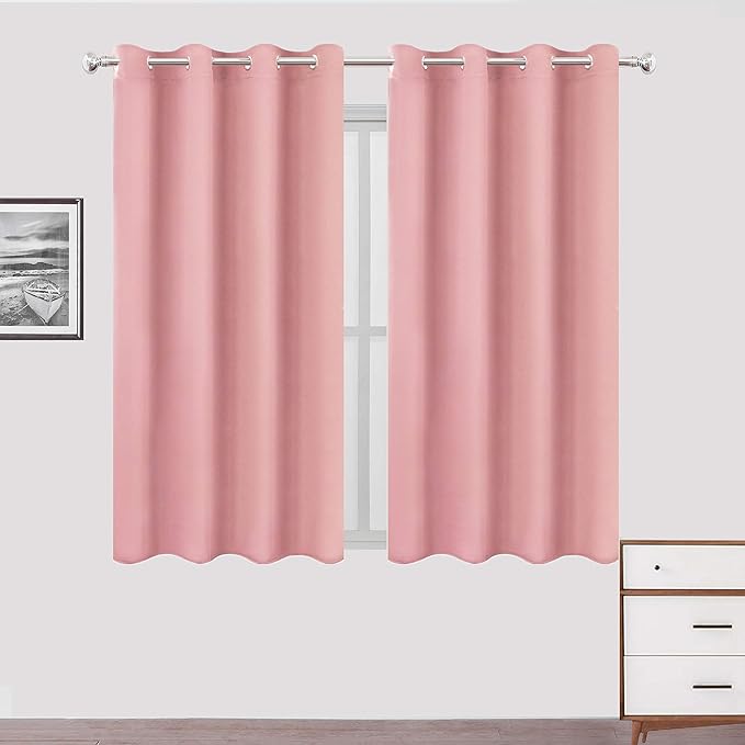 LEMOMO Pink Blackout Curtains 66 x 63 Inch Length/Set of 2 Curtain