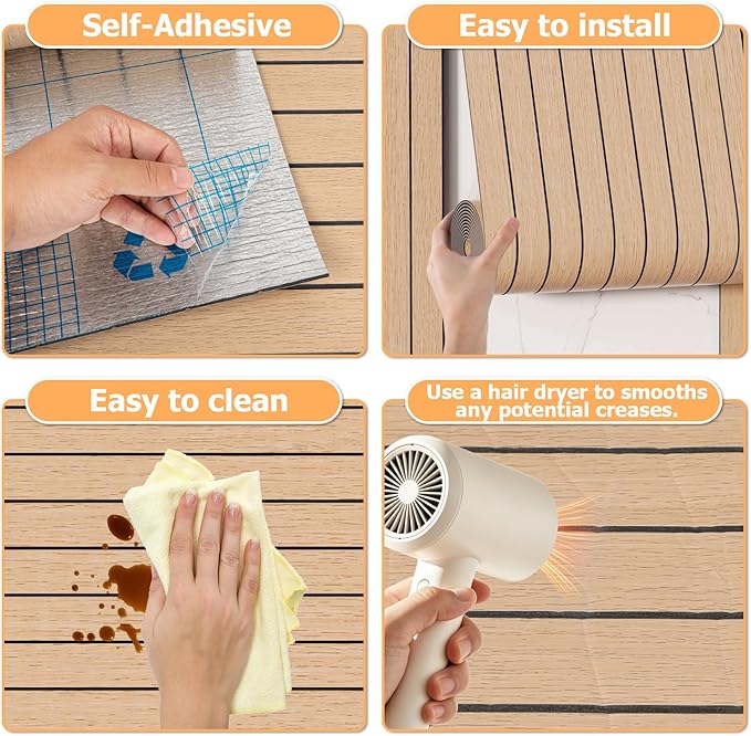 Arthome Peel and Stick Slat Wall Panels 15.7 "x240, Self-Adhesive PVC Wood