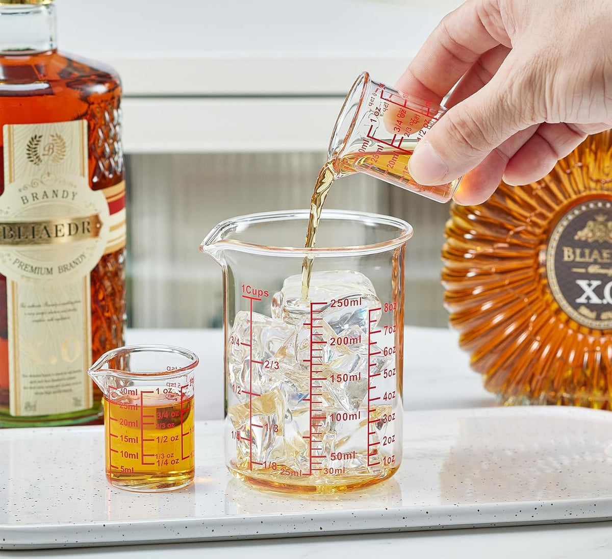 Ackers Glass Measuring Cup 1 Cup,8oz Borosilicate Liquid Measuring Cup with Spout