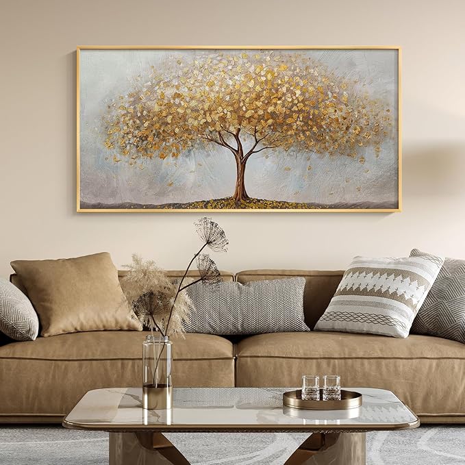 Gold Framed Tree of Life Wall Art, Large Modern Canvas Prints Paintings Artwork