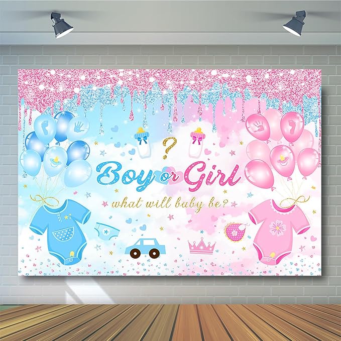 Avezano Boy or Girl Gender Reveal Party Decoration Pink Blue Balloon Background for Baby Shower (8x6ft)
