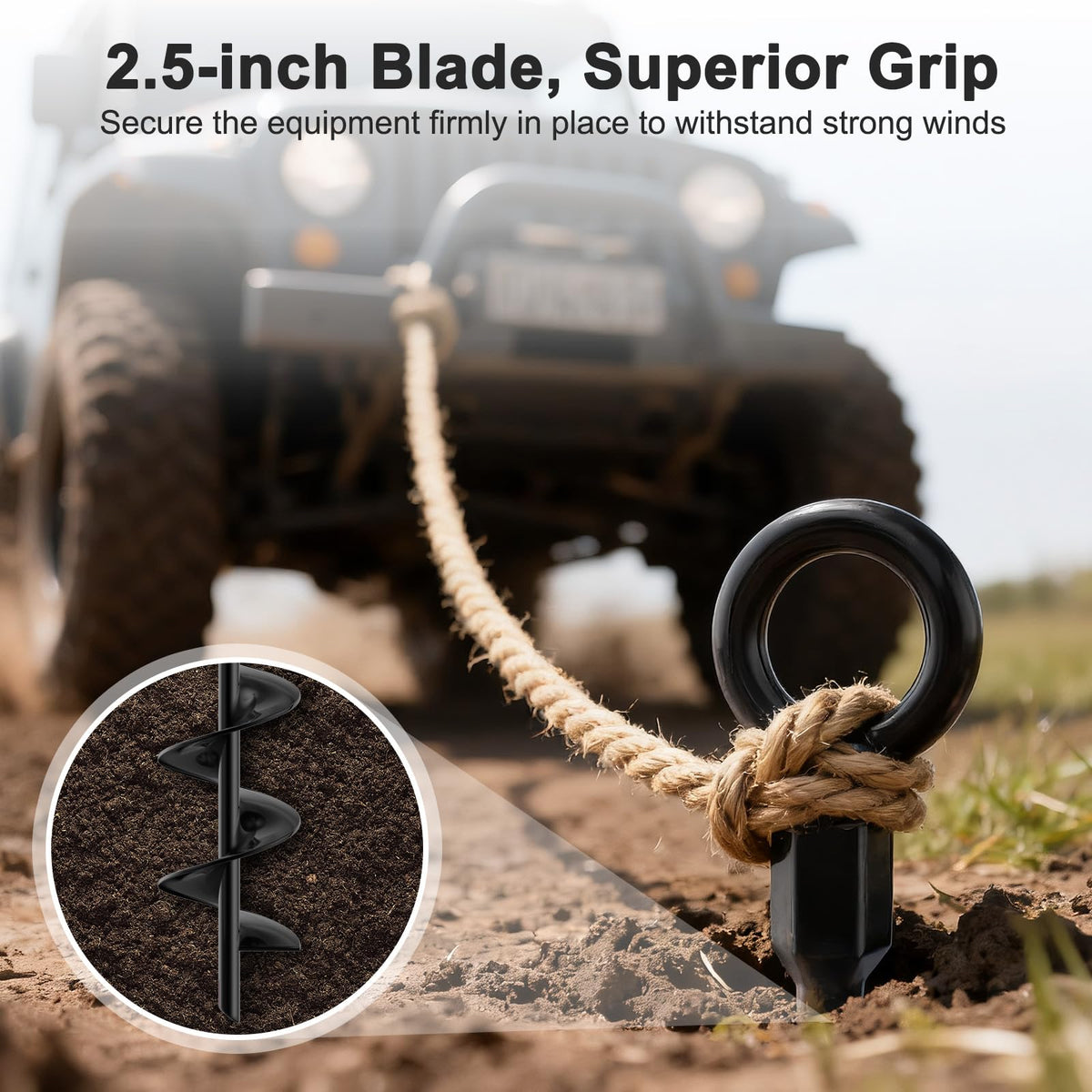 Housolution 18" Trampoline Stakes, 4 Pack Heavy Duty Ground Anchors with Safety Belts, Trampoline Accessories Resist High Wind, Ground Stakes for Camping Tents, Trampolines, Canopies, Swing Set, Shed