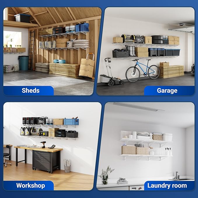 FLEXIMOUNTS 2-Pack 2x6ft Garage Shelving 24-inch-by-72-inch Heavy Duty Wall
