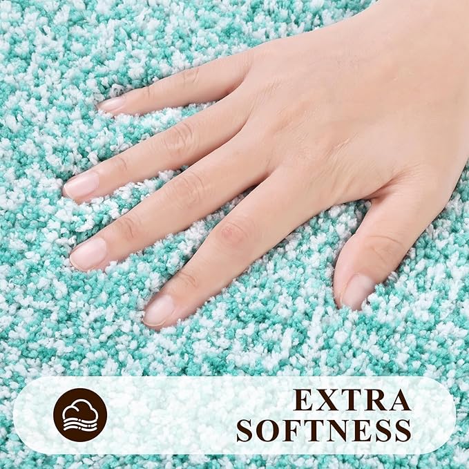 Pauwer Bathroom Rug Set, Non Slip Bath Mat, Absorbent Shower Rug for Floor, Tub and Shower, Teal