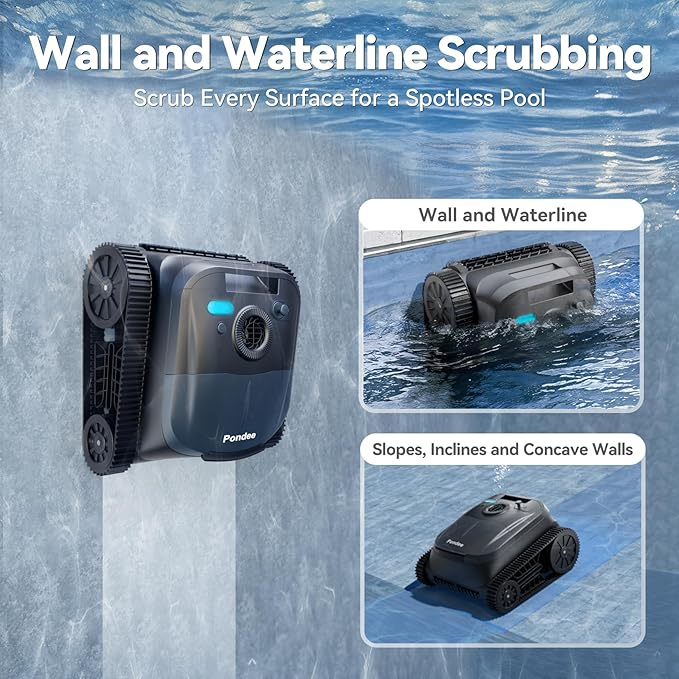 X5 Cordless Robotic Pool Cleaner, Wall & Waterline Cleaning, Smart Navigation, Smart Precision Docking™, 180Mins Runtime, 4 Cleaning Modes, Pool Vacuum for Inground Pools up to 3,229 sq.ft