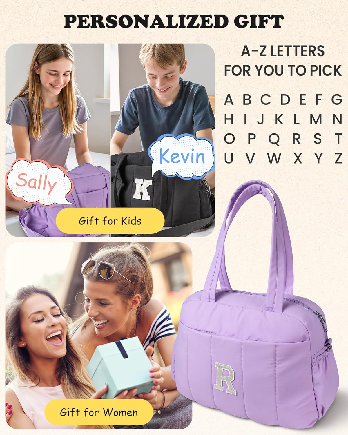 Skiennix Customizable Kids Duffle Bag | Stylish Overnight Bag with Wet Pocket & Makeup Pouch for Girls