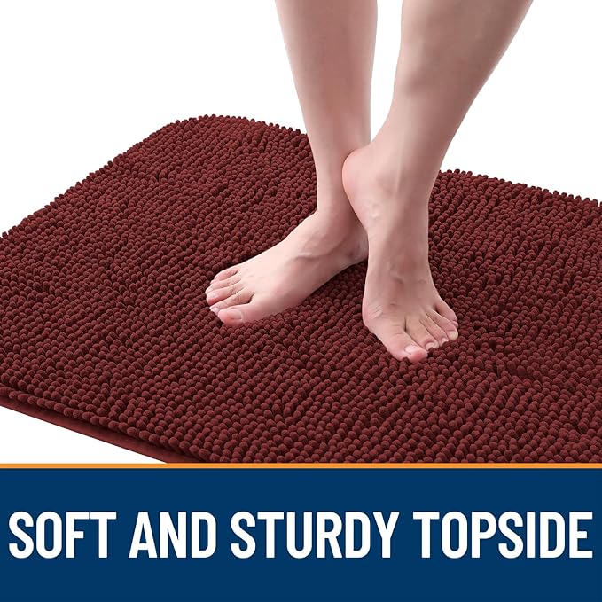 OLANLY Dog Door Mat for Muddy Paws 40x32, Absorbs Moisture and Dirt, Absorbent Non-Slip Washable Doormat, Quick Dry Chenille Mud Mat, Entry Indoor Entryway Carpet for Inside Floor, Caramel Russet