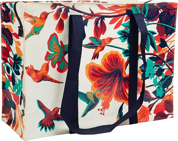 Blue Q Reusable Shoulder Tote Bag – Carry Everywhere Bag with a Hefty Zipper, Durable, Fun Design, 95% Recycled Material