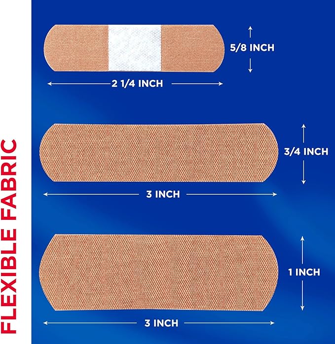 Band-Aid Brand Flexible Fabric Adhesive Bandages for Wound Care & First Aid, Assorted Sizes, 100 ct, Pack of 10 (1000 Count) (1000 Count)