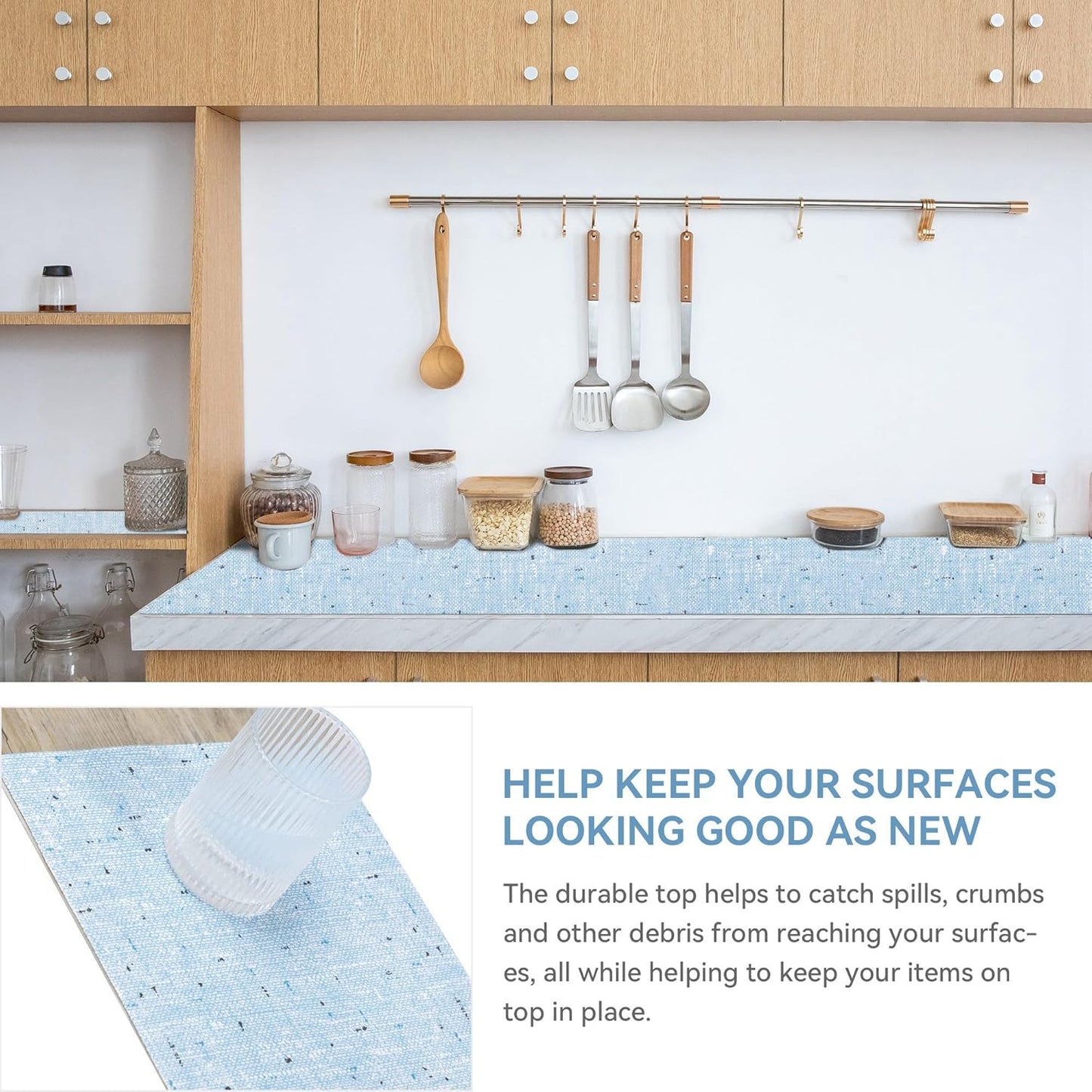 Shelf Liner Non Adhesive, 12 Inch x 10 Feet Cabinet Liners for Pantry Drawer Vanity, Drawer Liners Strong Grip Non Slip Waterproof, Shelf Liners for Kitchen Cabinets