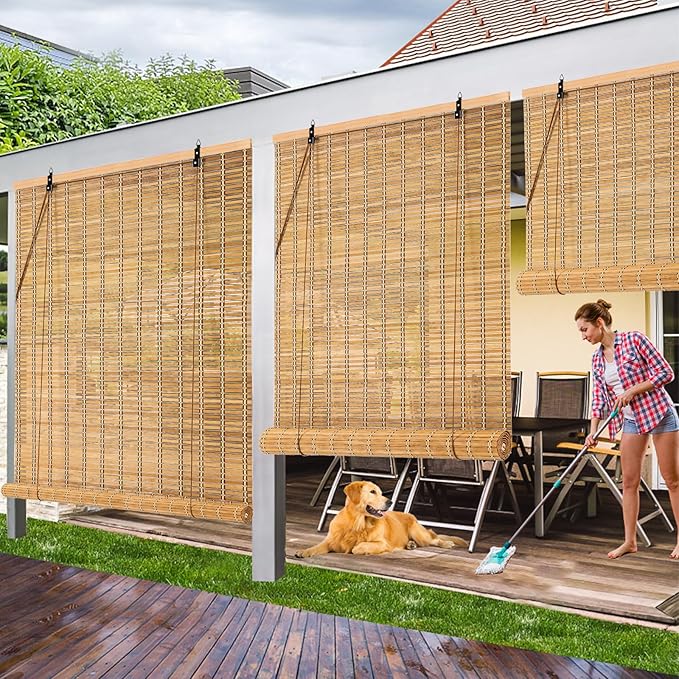 48x72 Inch Bamboo Blinds for Interior Windows, UV Protection Roman Bamboo