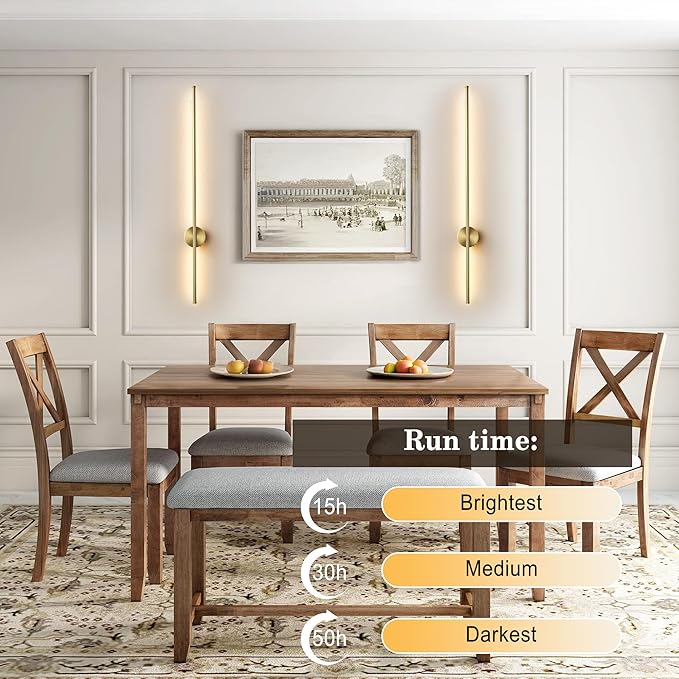 Battery Operated Modern Wall Sconces, Dimmable Wireless Wall Light Set of Two