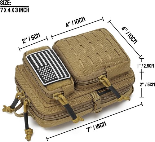 2 Pack Tactical Molle Utility Pouches - Mini EDC Belt Pouch for Outdoor Gear | Medical IFAK Pack with US Flag Patch