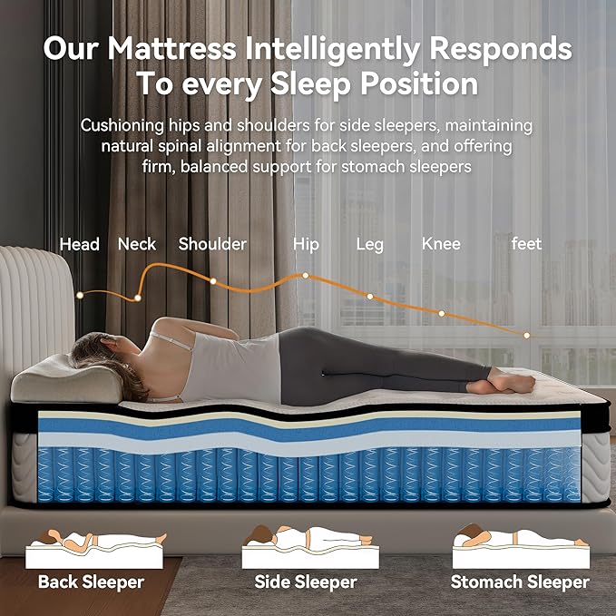 Full Mattress 12 Inch, Full Size Memory Foam Mattress in a Box, Hybrid mattresses with Independent Pocket Coils for Motion Isolation & Silent Sleep, Medium Firm,CertiPUR-US,100 Nights Trial