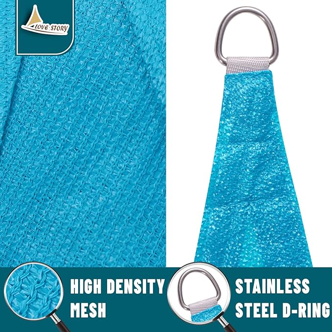 LOVE STORY Custom Size 9'x10' Turquoise Blue Sun Shade Sail Rectangle UV Block Canopy Patio Sail Sunshades Fabric for Outdoor Garden Carport (We Make Custom Size)