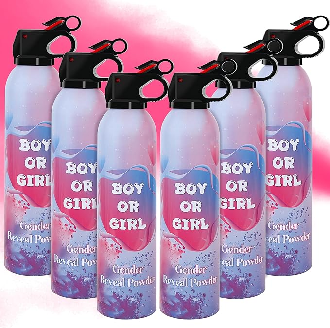 6 Pack Pink Gender Reveal Powder for Baby Girl, Color Powder or Dust for Gender Announcement Idea, Baby Shower Decoration, Supply, Party