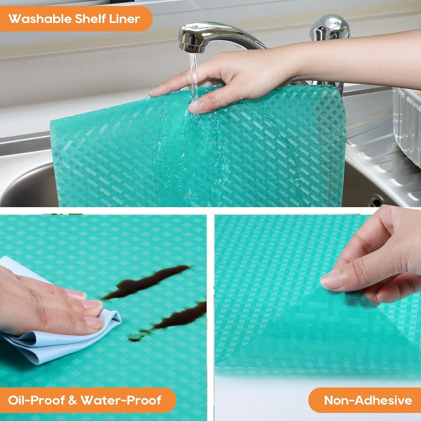 Blue Fridge Liner Shelf Liners for Kitchen Cabinet Refrigerator Liners Waterproof & Oil-Proof Kitchen Cupboard Liner Non Adhesive Drawer Mats EVA Material for Shelves 11.8 x 236.2 Inches