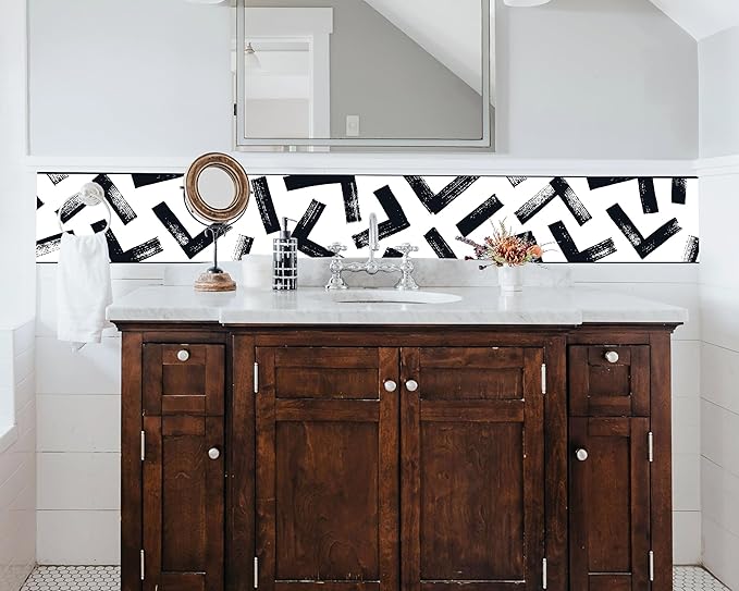 FLFK Black and White Design Wallpaper Border