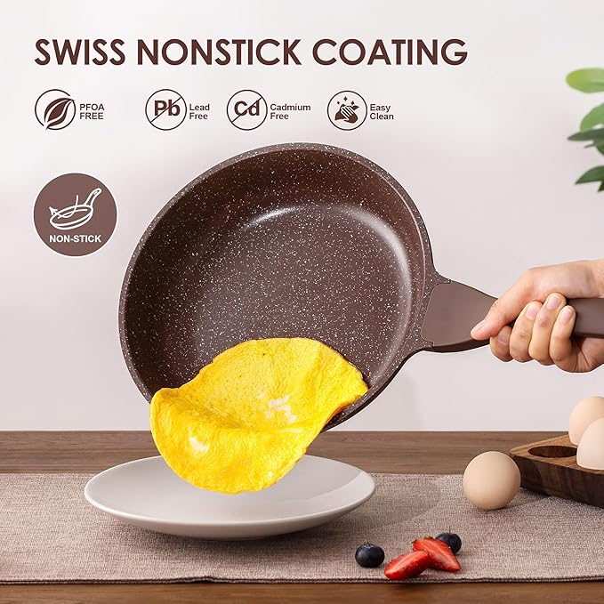 SENSARTE Nonstick Frying Pan Skillet, Granite Coating Omelette Pan, Healthy Stone Cookware Chef's Pan PFOA Free, Toffee Brown (11 Inch)