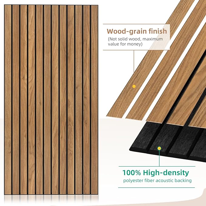 Wood Veneer Sound Panels, 10 Pack 47.2”x23.6” Wall Panels, Decorative Acoustic