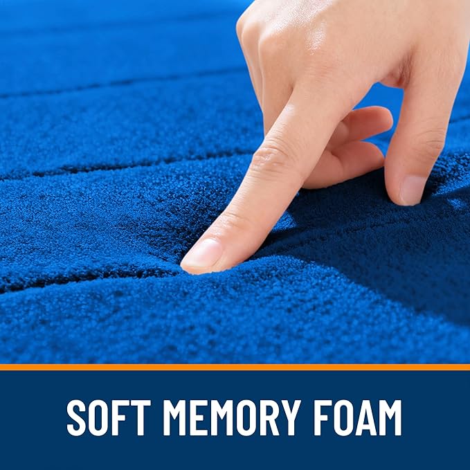 OLANLY Memory Foam Bath Mat 70x46, Super Soft Absorbent Bathroom Rugs, Quick Dry, Machine Washable Shower Floor Rugs, Bathmat Carpet, Bathroom Home Decor Accessories, Royal Blue
