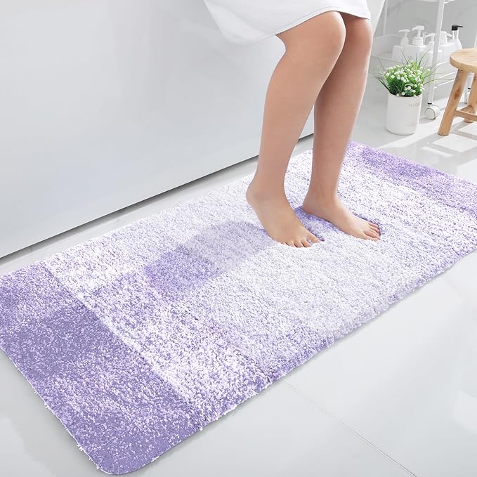 OLANLY Bathroom Rugs Mat 45x27, Extra Soft Absorbent Microfiber Bath Rug, Rubber Backing, Quick Dry, Machine Washable Bath Mats for Bathroom Floor, Tub and Shower, Home Decor Accessories, Light Purple