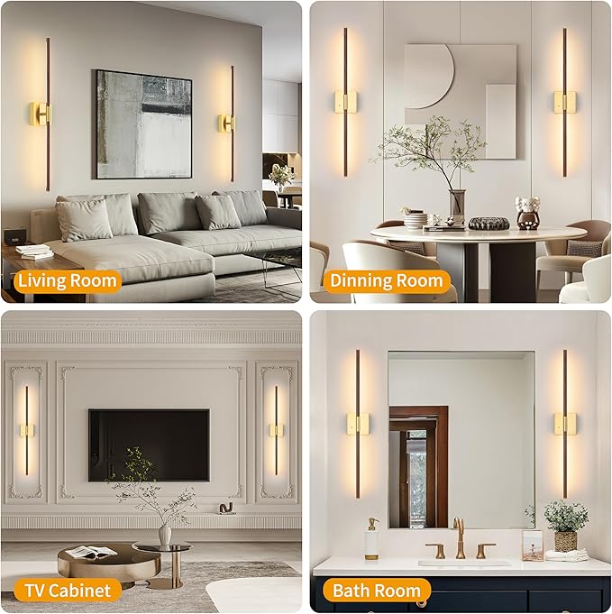 Morauroral 36 Inch Battery Operated Wall Sconces Set of 2, Dimmable Battery