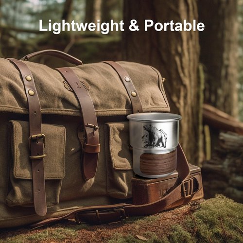 Jutasty Funny Stainless Steel Outdoor Adventurers Cup, Portable Camping Travel Coffee Cup Mug, Hiking Backpacking Outdoor Cup Gifts for Men Father Grandpa Uncle, Animal Polar Bear, 9.5oz(280ml)