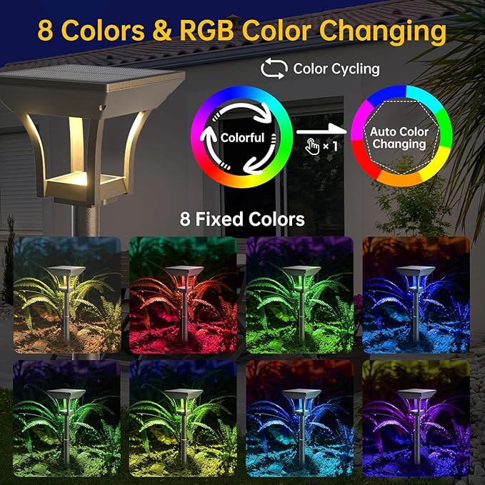 Solar Pathway Lights Outdoor, IP65 Waterproof Bright Solar Outdoor Lights, LED Solar Garden Lights Landscape Lighting for Walkway Lawn Patio Backyard (6 Pack, RGB)