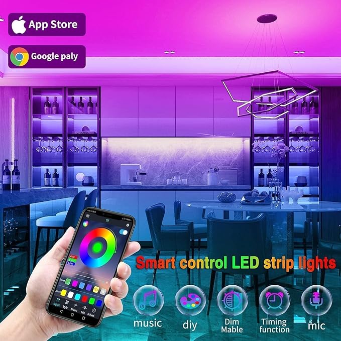 Tenmiro 50ft Led Strip Lights, Tenmiro Smart Led Lights Strip Music Sync Color