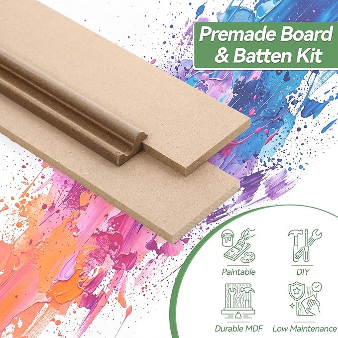 12 Pcs MDF Board and Batten Wall Panel Kits