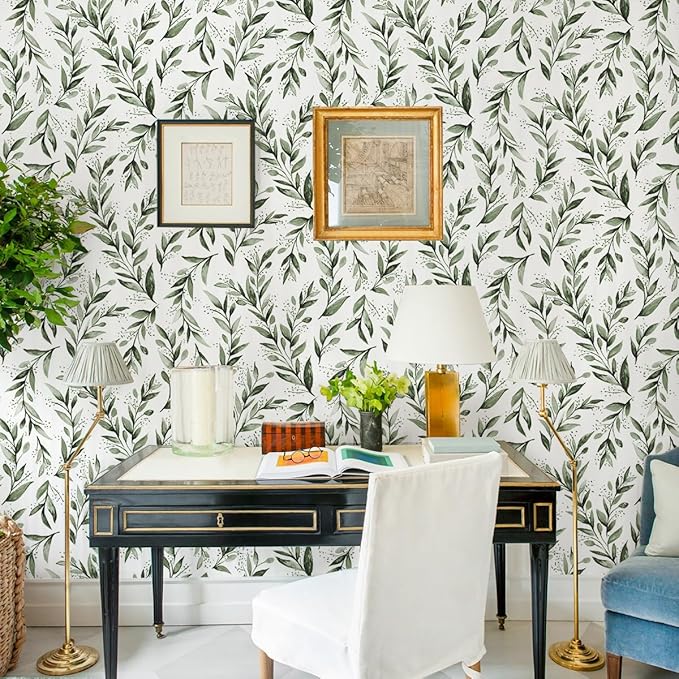 Livebor Green Leaf Wallpaper Peel and Stick Olive Leaf Contact Paper 17.7inch x