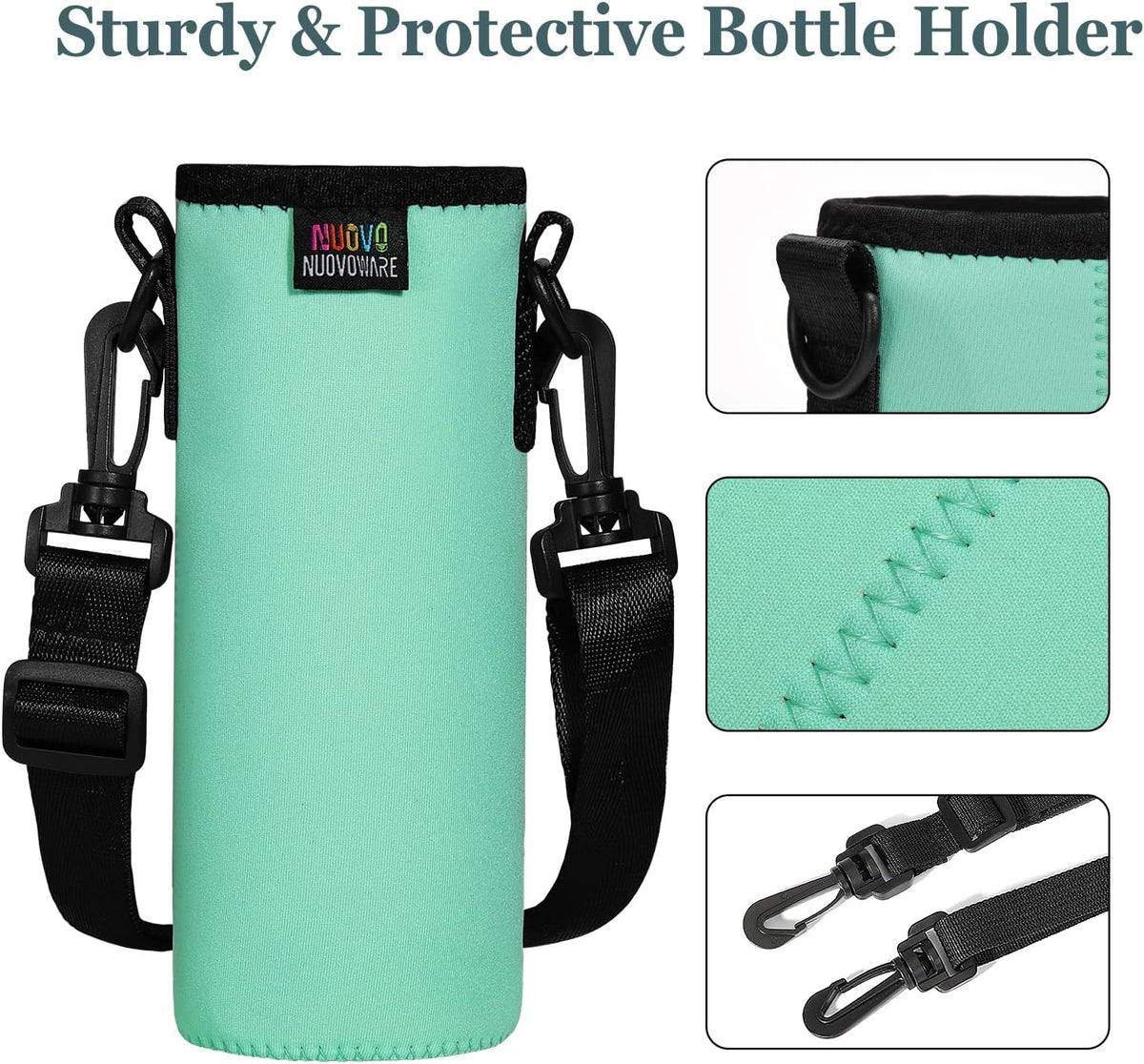 Nuovoware Water Bottle Carrier Bag, Premium Neoprene Portable Insulated Water bottle Sling Holder Bag 1000ML with Adjustable Shoulder Strap for Men Women Hiking, Sling Bottle Bag Case