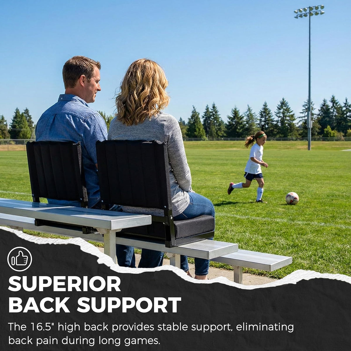 Sport Beats Stadium Seats - Comfortable Bleacher Chairs with Back Support & Cushion | 17" W x 12" D x 16.5" H