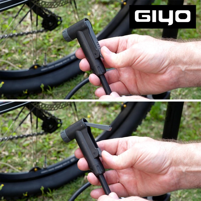 GIYO Bike Floor Pump - 3" Dual Scale Gauge - Road & MTB | One Handed Operation -Clever Valve for Presta & Schrader | Max 160PSI Steel Barrel (GF27)